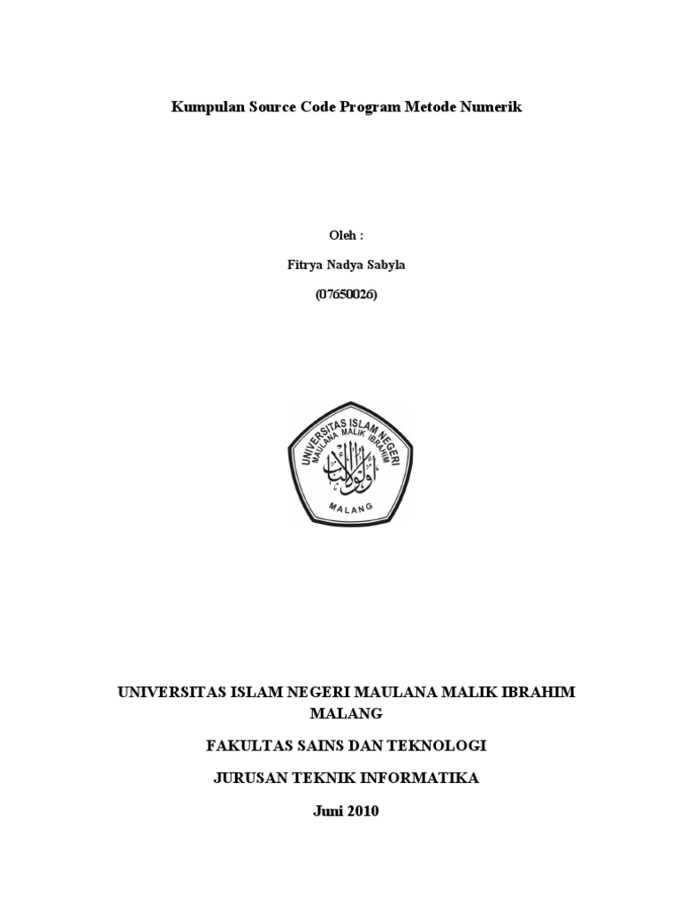 Kumpulan Source Code Metode Numerik | PDF | Metode & Bahan Ajar | Komputer