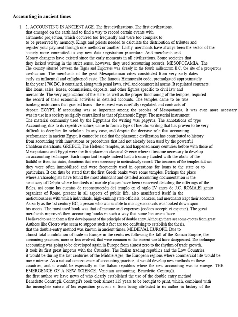 Accounting in Ancient Times | PDF | Ancient Egypt | Mesopotamia