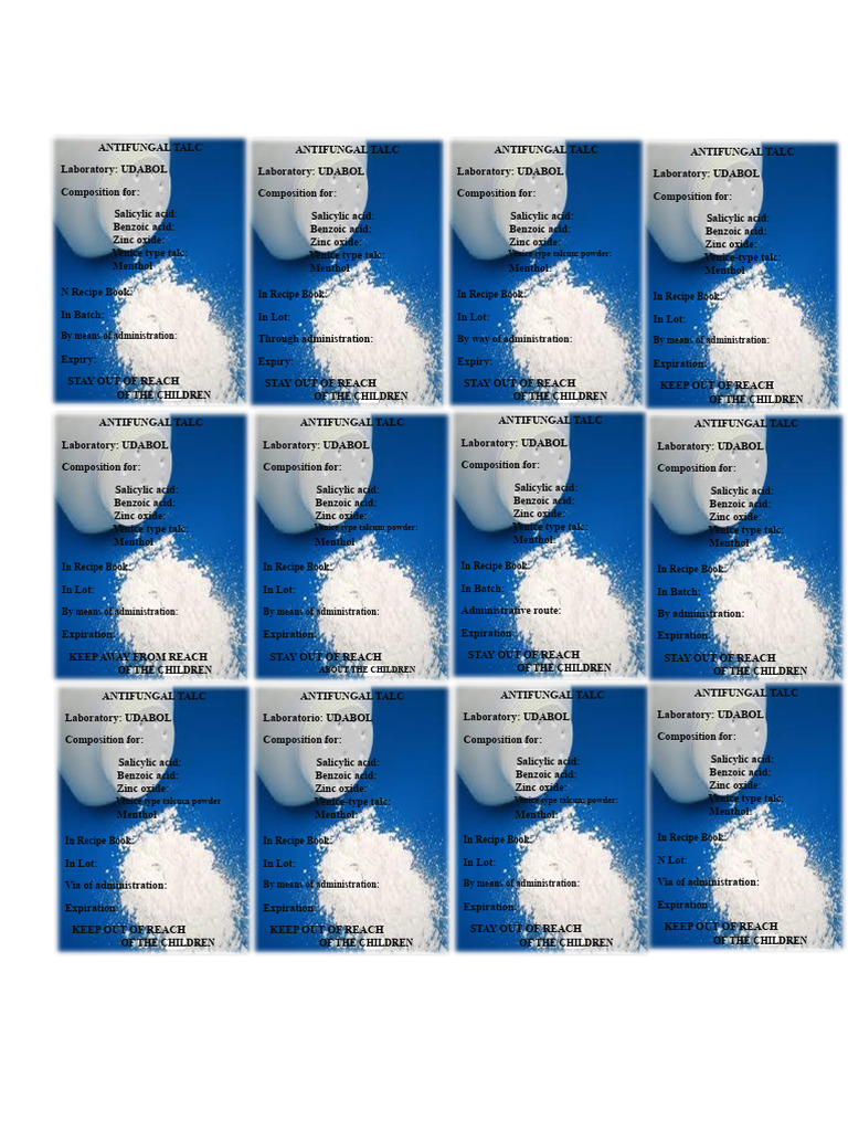 Talc Labels | PDF | Chemical Substances | Classification Of Minerals