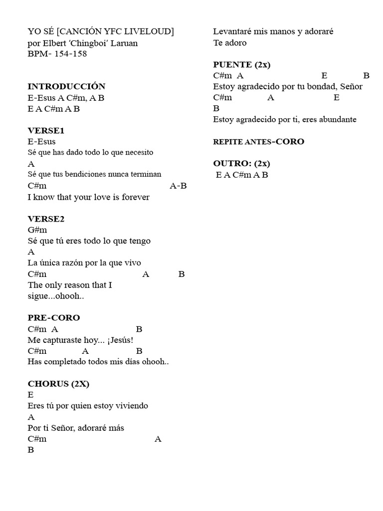 Letras de Canciones de YFC | PDF