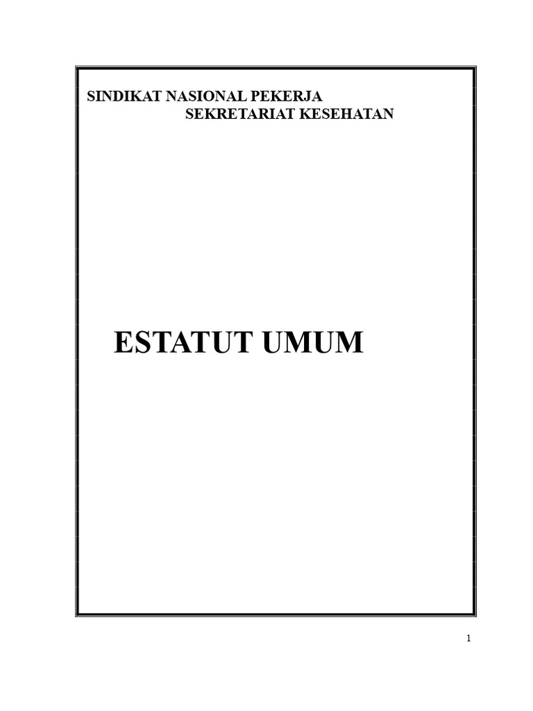 Statuta Serikat Pekerja Kesehatan | PDF