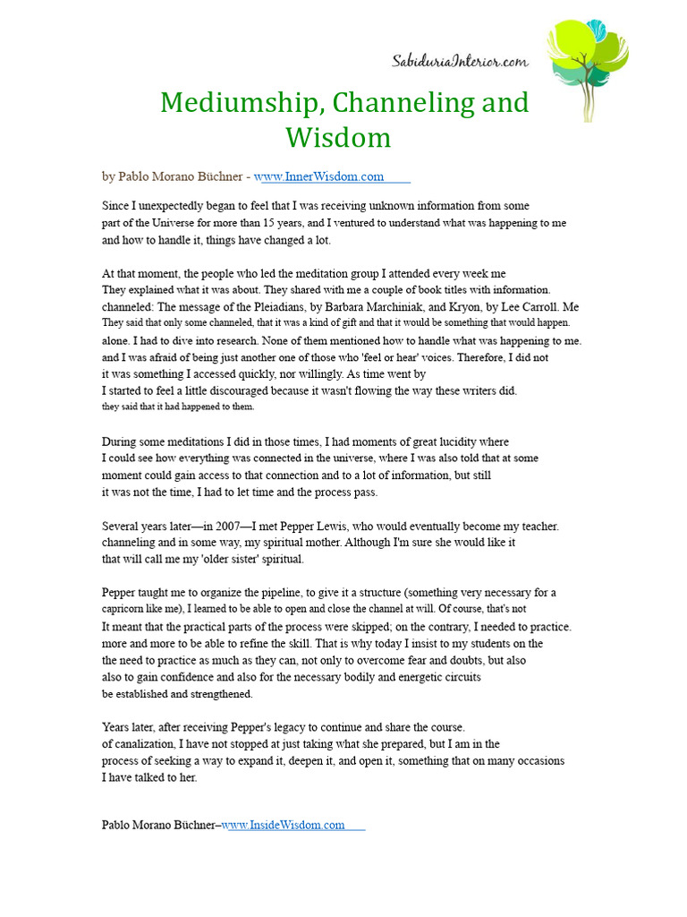 Mediumship, Channeling, and Wisdom - Trilogy of Wisdom - Part 1 PDF ...