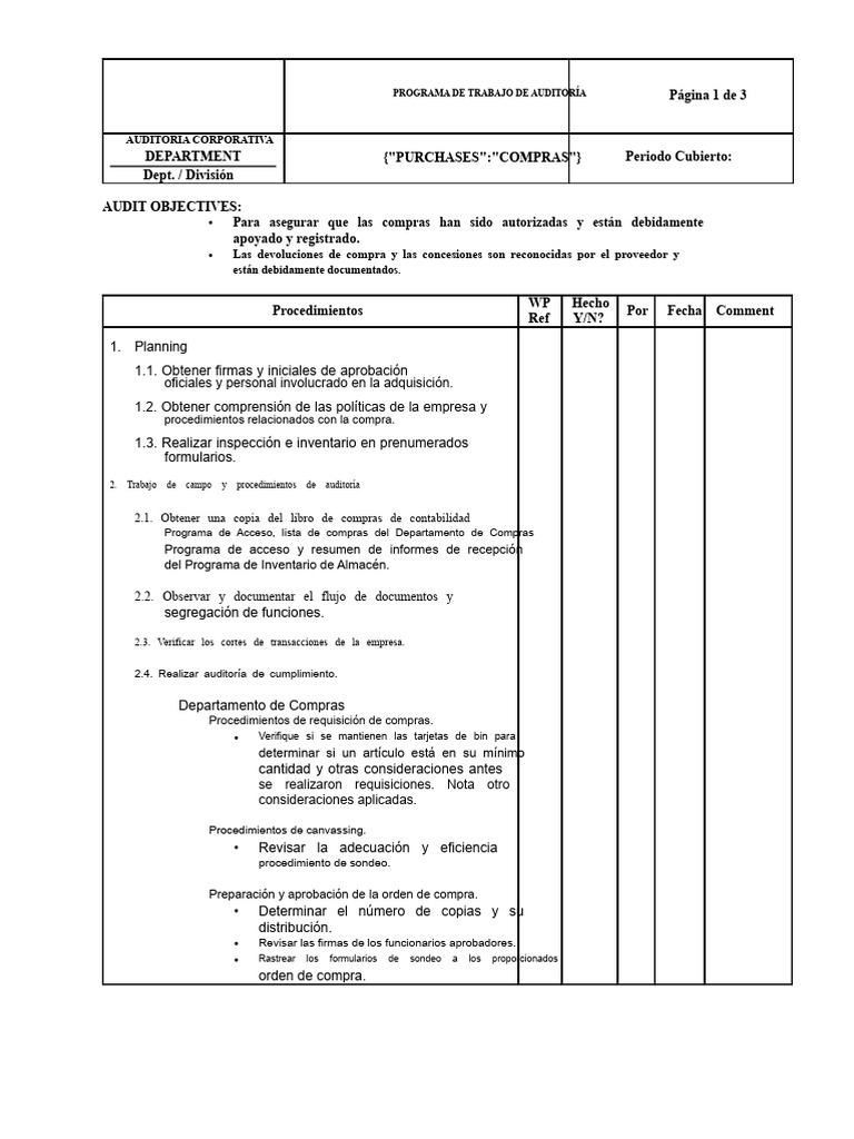 Programa de Auditoría de Compras | PDF | Auditoría | Business