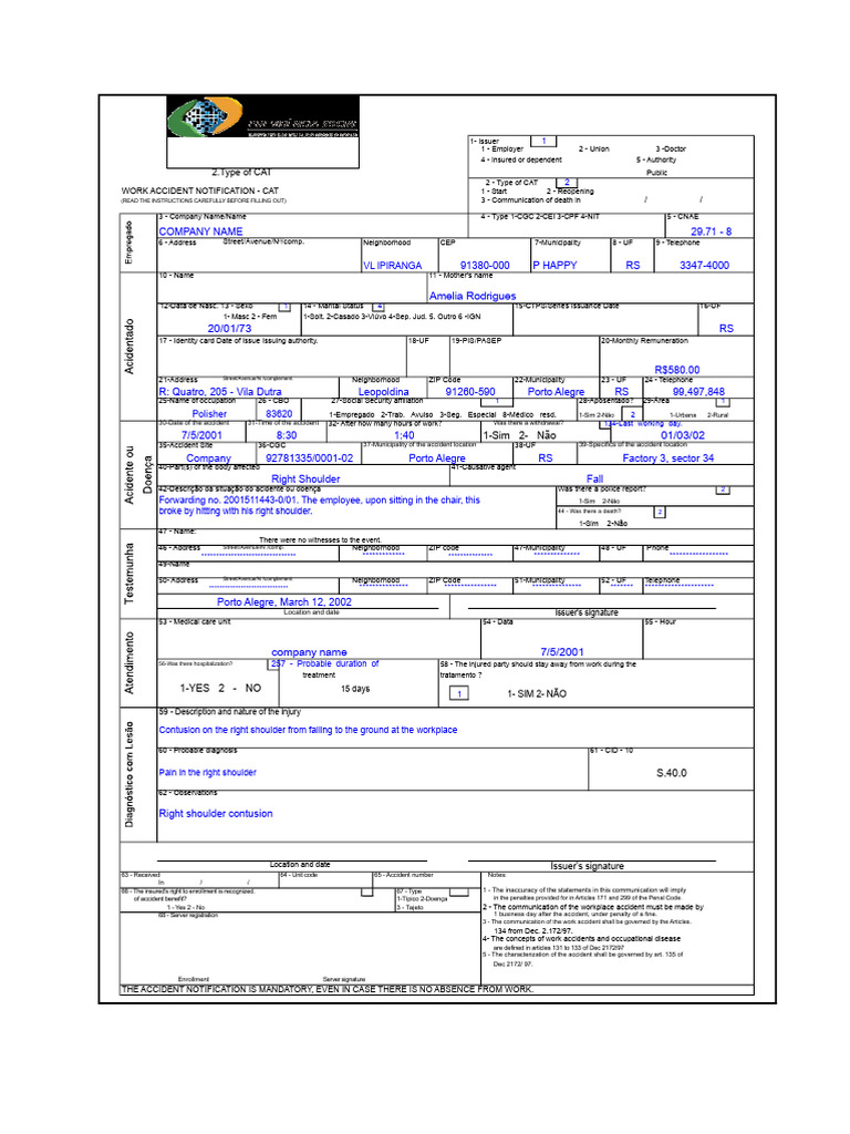 Work Accident Notification Form Guide | PDF