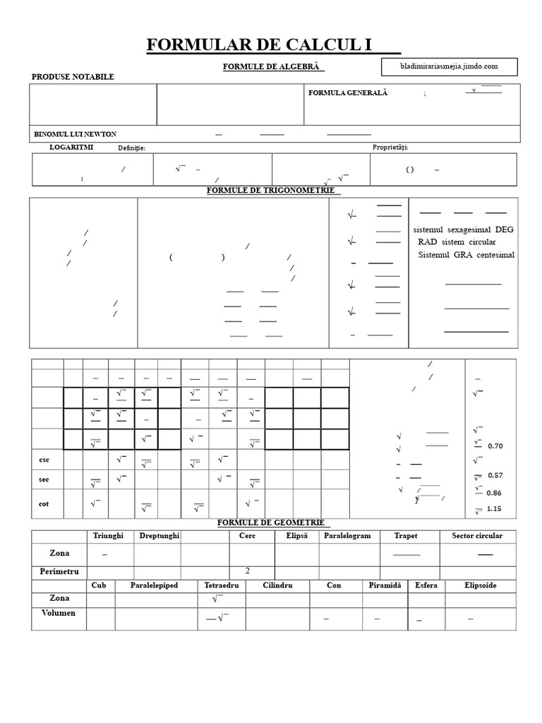 Formulare Matematice | PDF