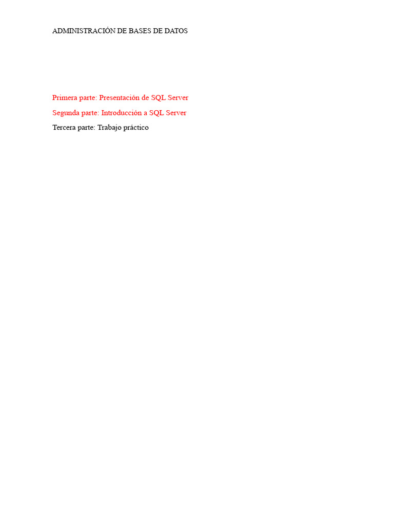 Introducción a SQL Server y su Gestión | PDF | Servidor SQL de ...