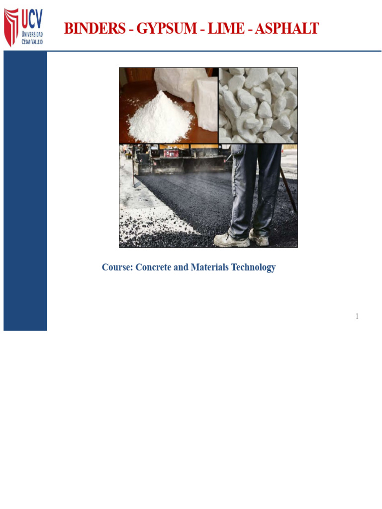 Binders: Gypsum, Lime, and Asphalt Overview | PDF | Lime (Material ...