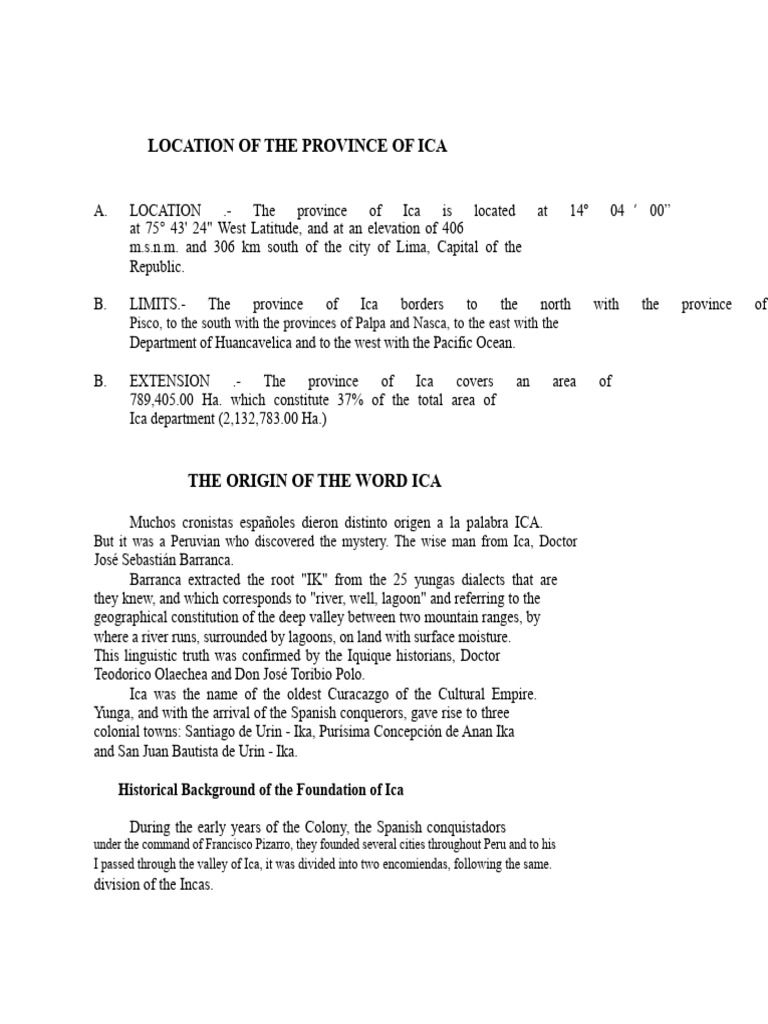 History of Ica | PDF | Francisco Pizarro | Spanish Colonization Of The ...