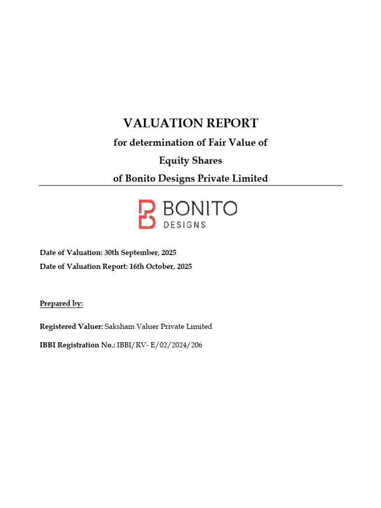 Fair Value Valuation Report for BDPL | PDF | Cost Of Capital ...