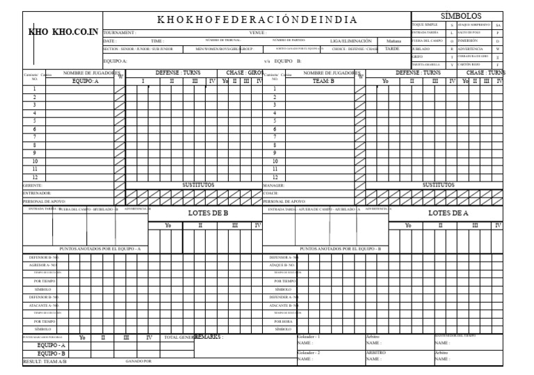 Símbolos y Reglas del Kho Kho | PDF | Deportes | Deportes de equipo