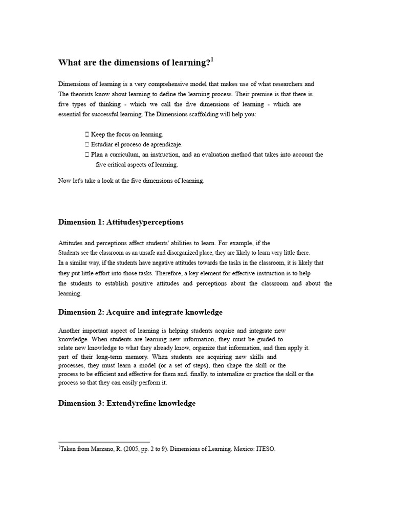 Understanding Dimensions of Learning | PDF | Learning | Knowledge
