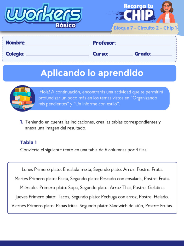 OF_WOR1_B7_C2_CHIP1_APLICANDO LO APRENDIDO | PDF | Cocina occidental ...