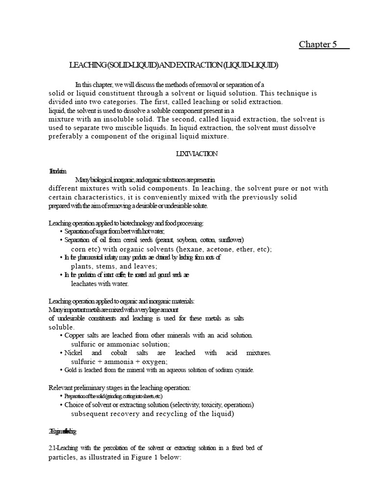 Leaching and Liquid Extraction Methods | PDF | Solubility | Phase (Matter)