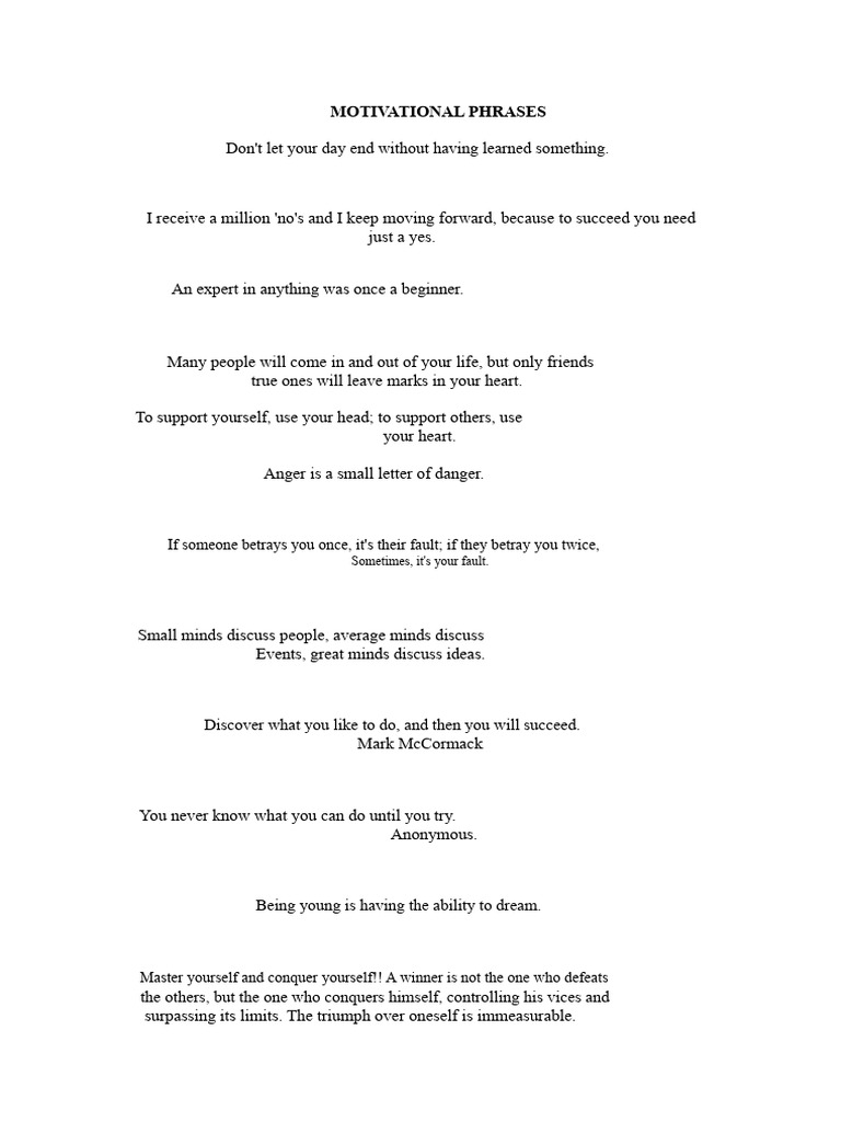 Motivational Phrases | PDF