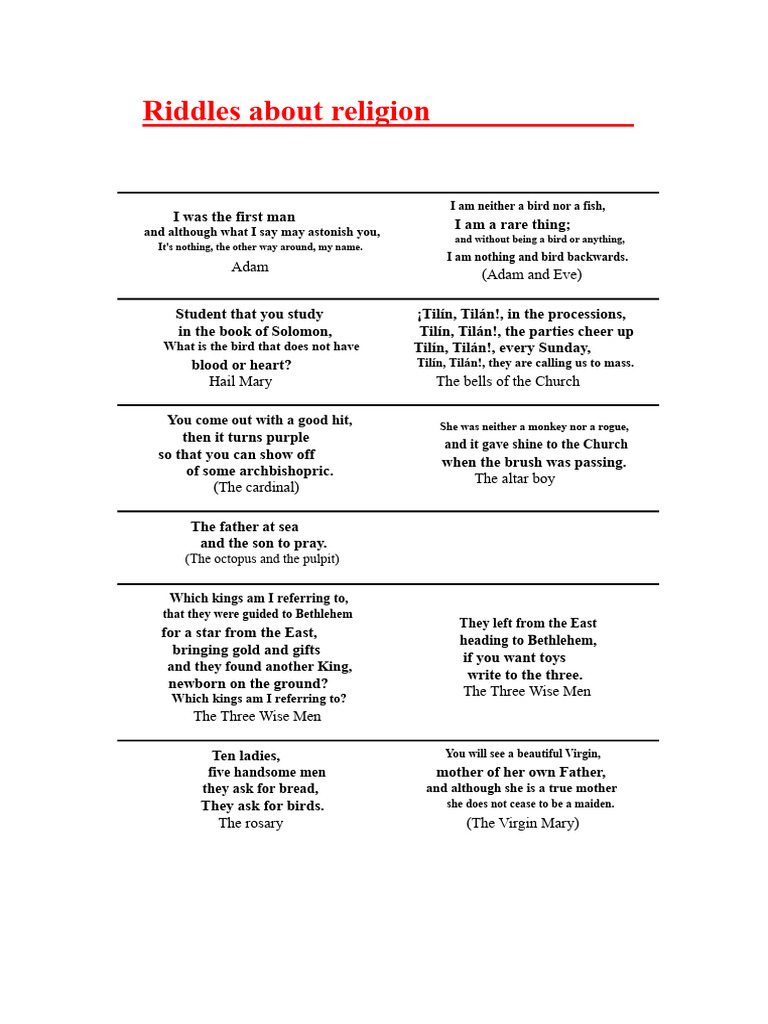 Religious Riddles and Puzzles | PDF