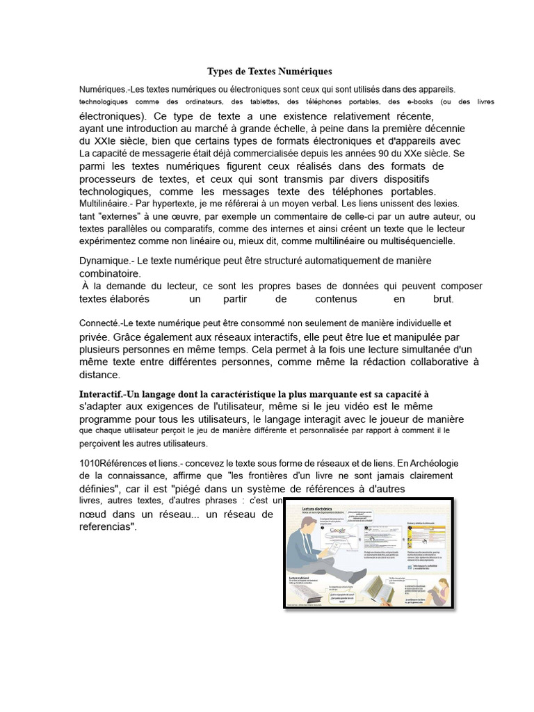 Types de Textes Numériques | PDF | Données numériques | Hypertexte