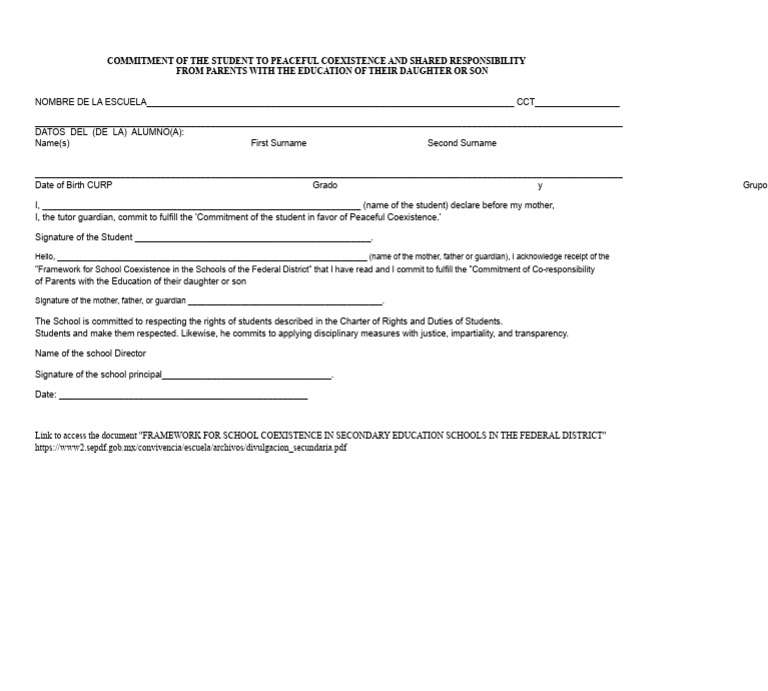 Student Commitment to Peaceful Coexistence | PDF