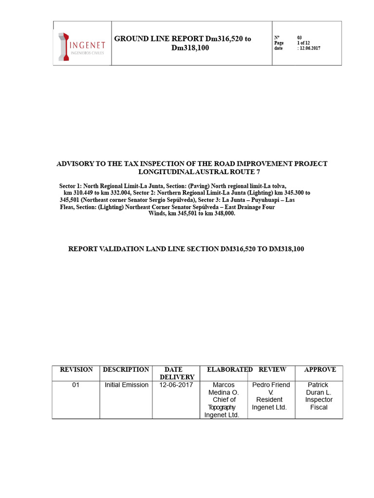 Ground Line Validation Report: Dm316,520-Dm318,100 | PDF | Volume