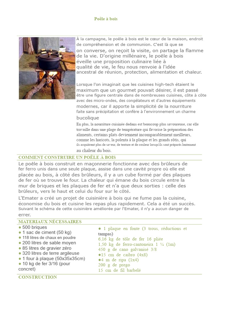 Guide de construction d'un poêle à bois PDF Cheminée Brique — free download