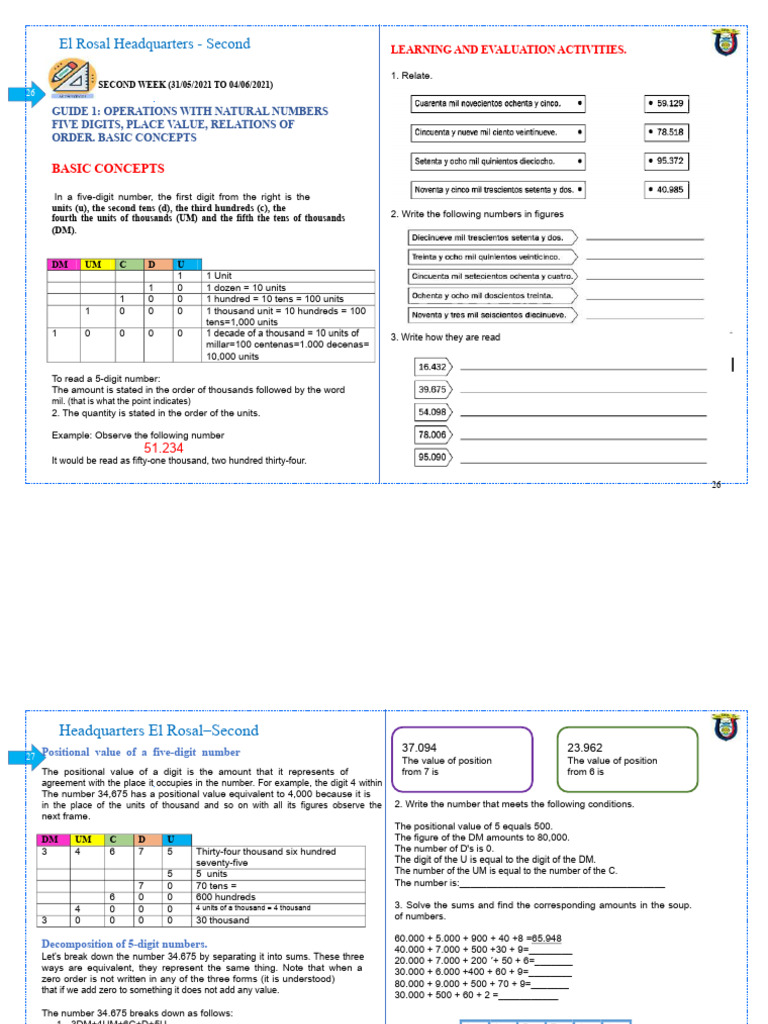 Five-Digit Number Operations Guide | PDF | Multiplication | Cartesian ...