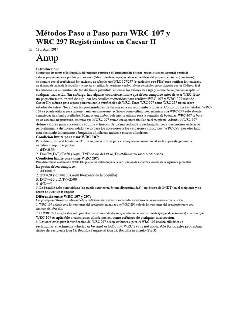 Guía de WRC 107 y 297 en Caesar II | PDF