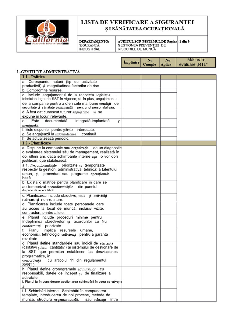 Lista de Verificare Sart | PDF
