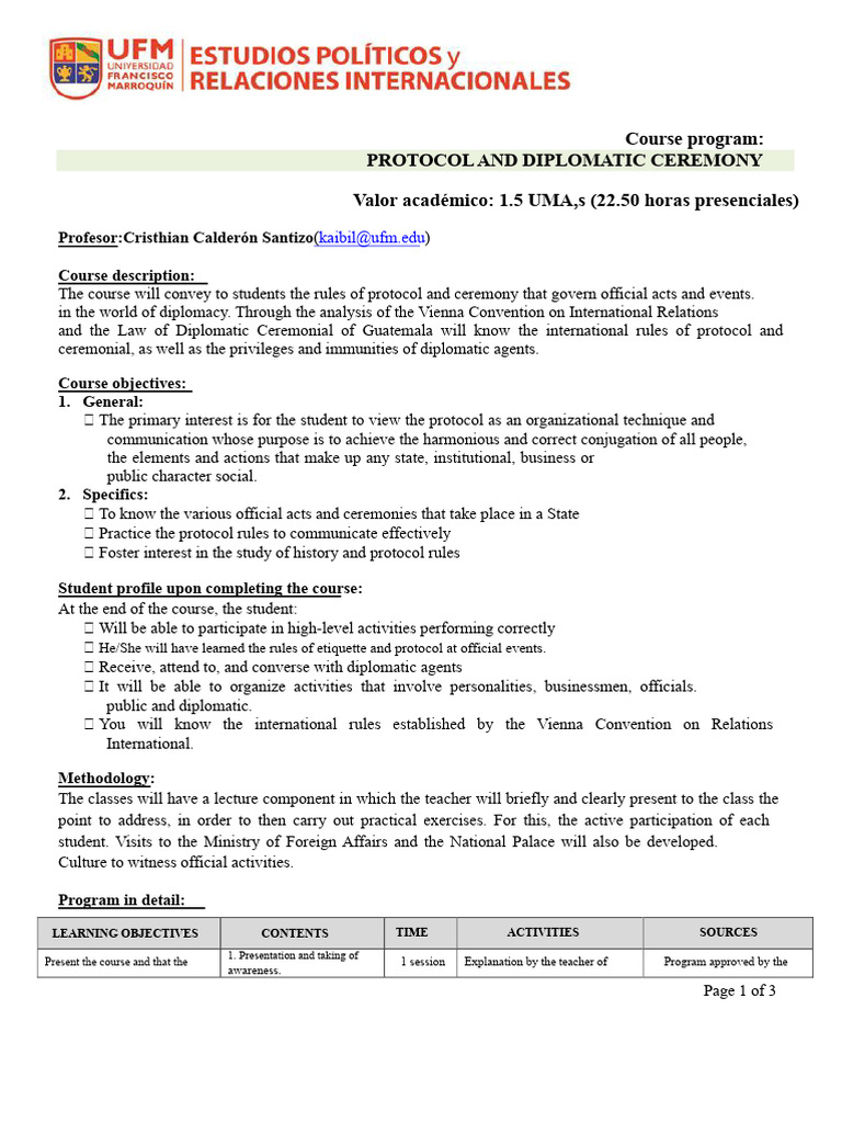 Protocol and Diplomatic Ceremony Course | PDF | Diplomacy | Diplomat