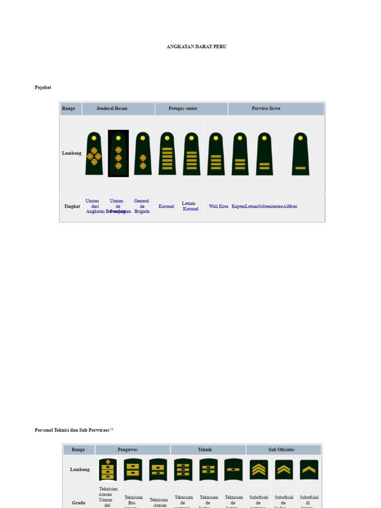 Ranks and Symbols of Peru's Armed Forces | PDF