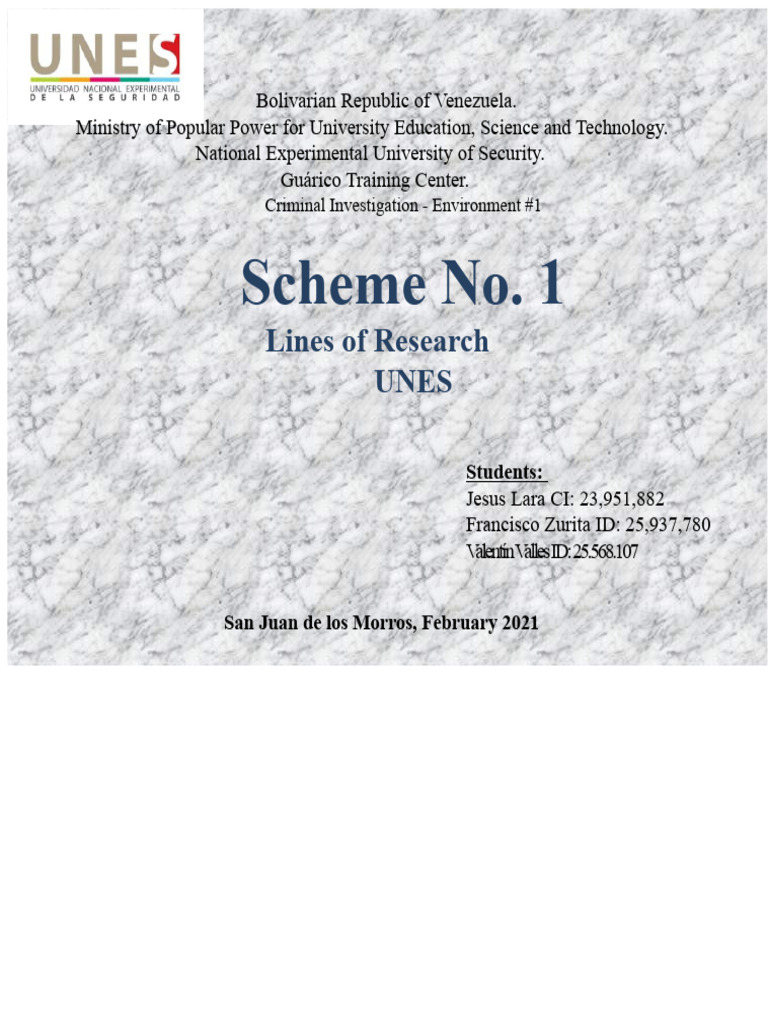 Scheme No. 1 Research Lines UNES | PDF | Public Safety | Emergency Services