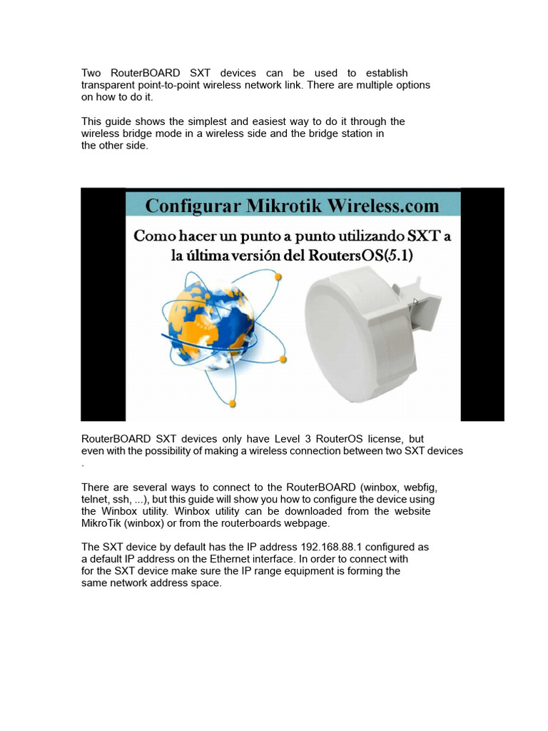 Configure Mikrotik Point To Point SXT Lite5 | PDF | Computer Network ...