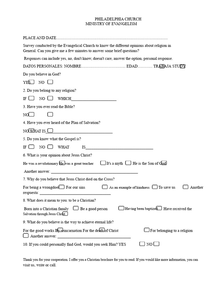 Evangelistic Survey | PDF