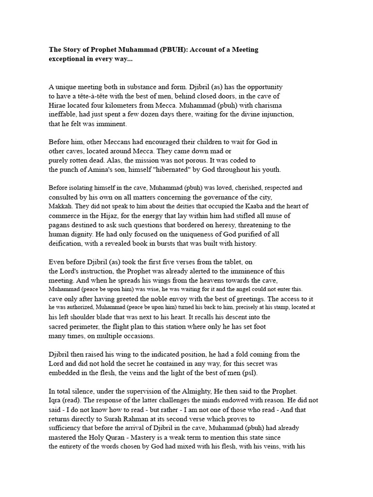 The Story of The Prophet Muhammad (Peace Be Upon Him) | PDF | Muhammad ...