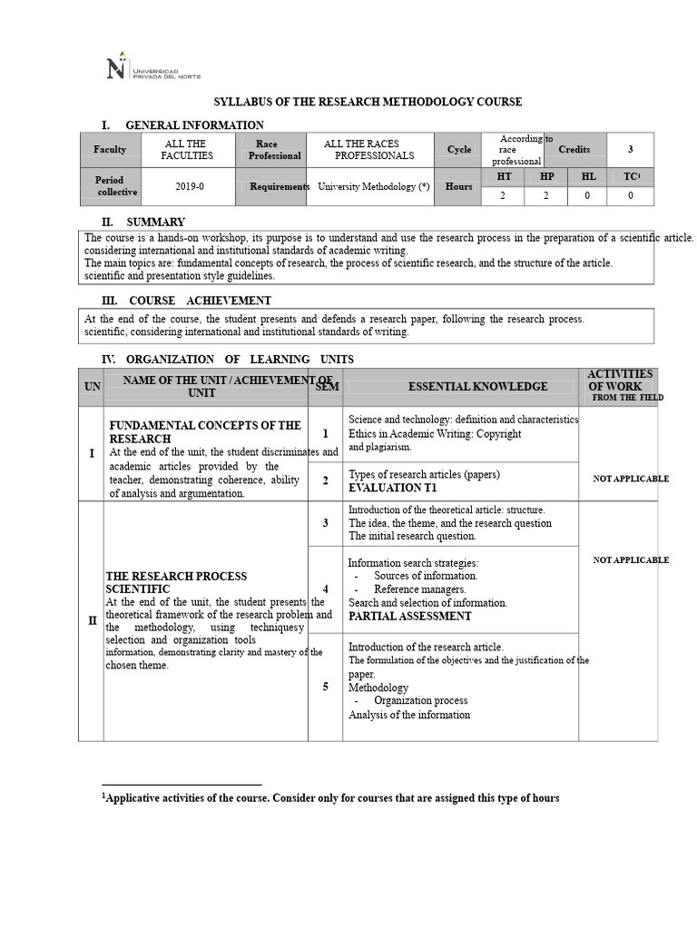 Research Methodology Course Syllabus | PDF | Methodology | Evaluation