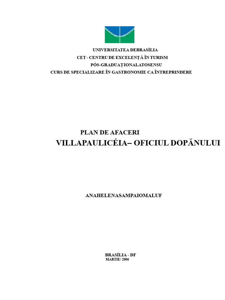 Plan de Afaceri - Panificatie | PDF