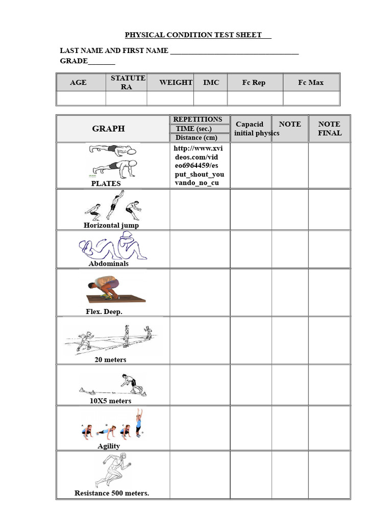 Physical Condition Test Results Sheet | PDF