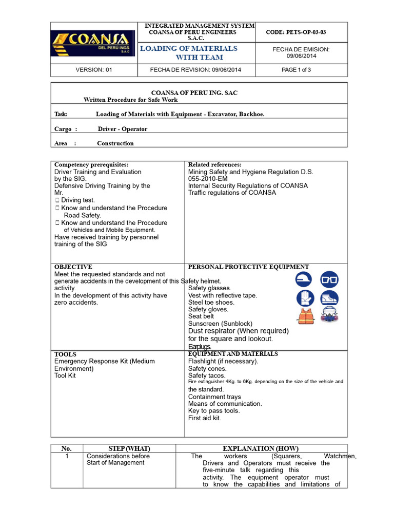 Safe Material Loading Procedures | PDF | Personal Protective Equipment ...