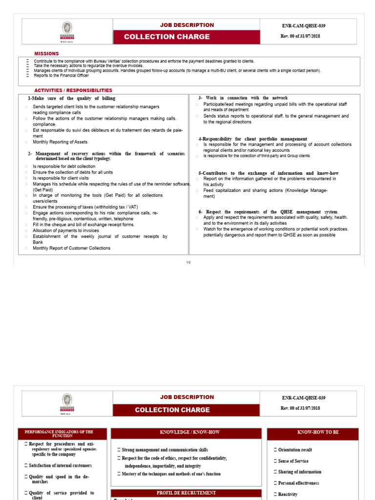 Collection Charge Job Description | PDF | Receipt | Business