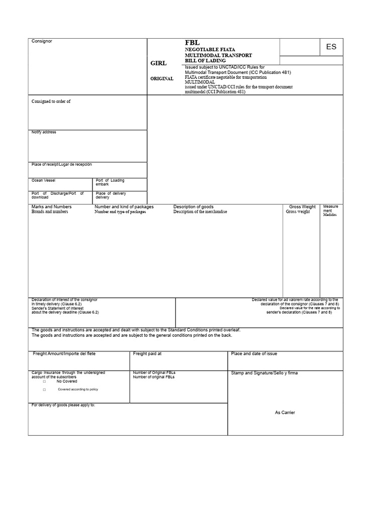 Multimodal Transport Bill of Lading Guide | PDF | Cargo | Bill Of Lading