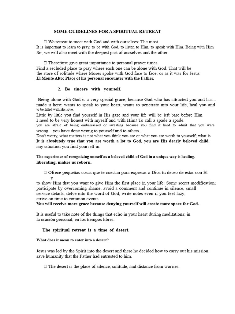 Spiritual Retreat Guidelines for Connection | PDF | Prayer | Silence
