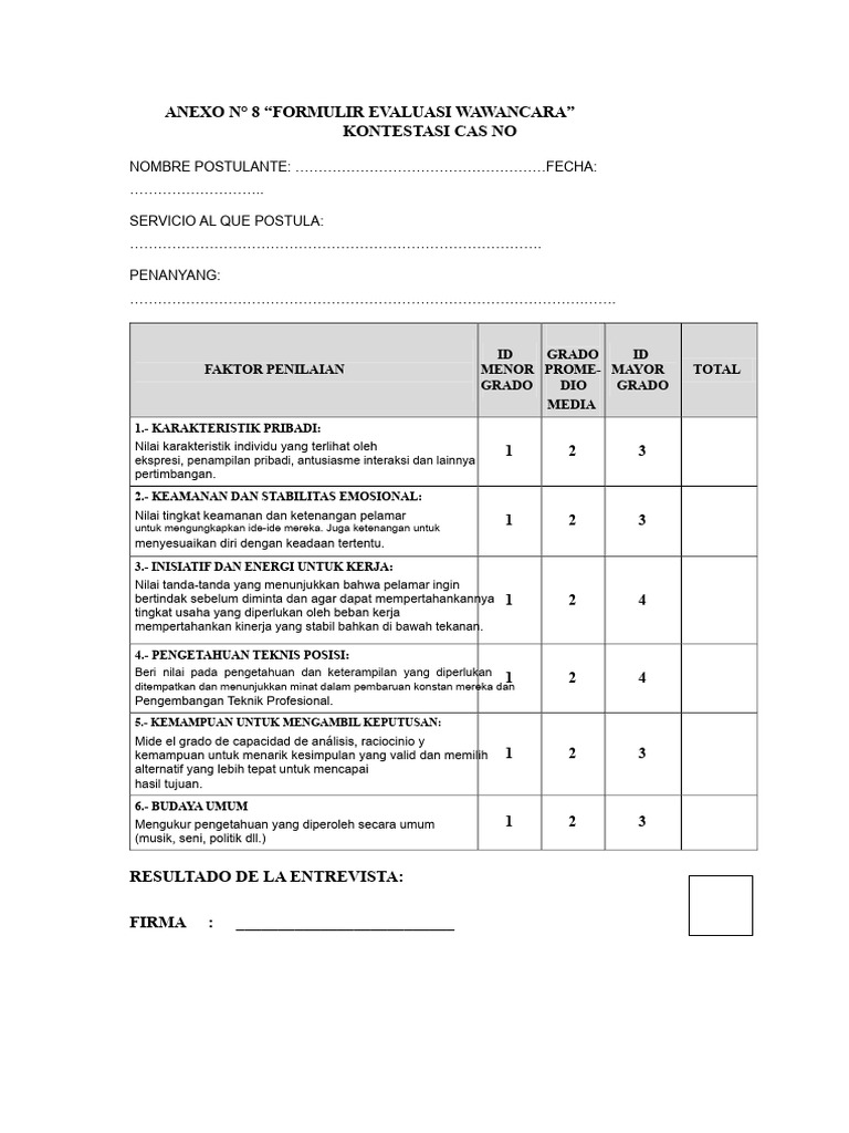 Formulir Evaluasi Wawancara Kerja | PDF