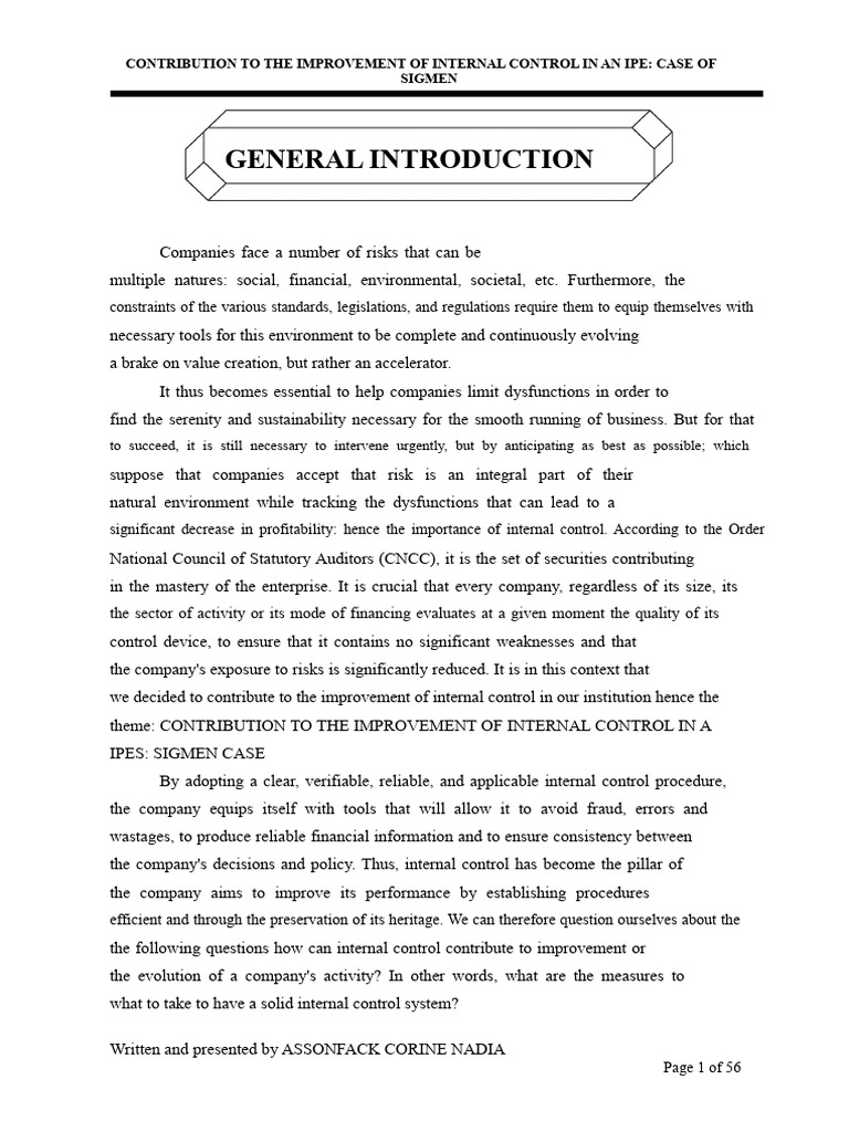 Enhancing Internal Control at SIGMEN | PDF | Internal Control | Audit