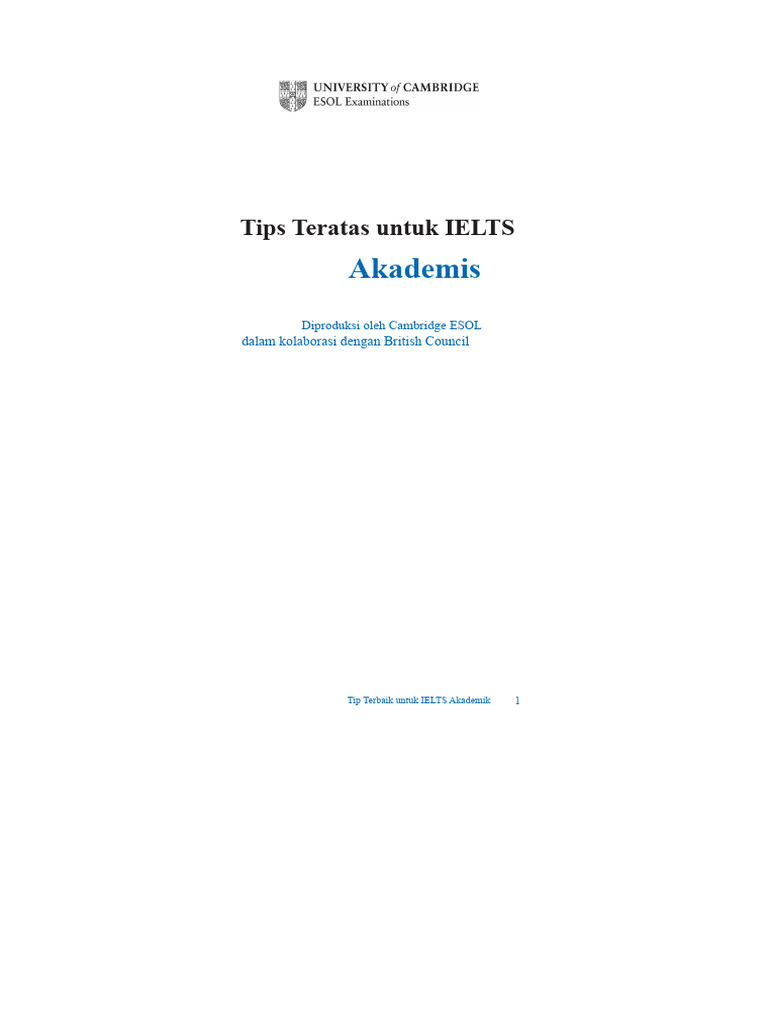 Tips Terbaik Untuk IELTS Akademik Diproduksi Oleh Cambridge ESOL ...