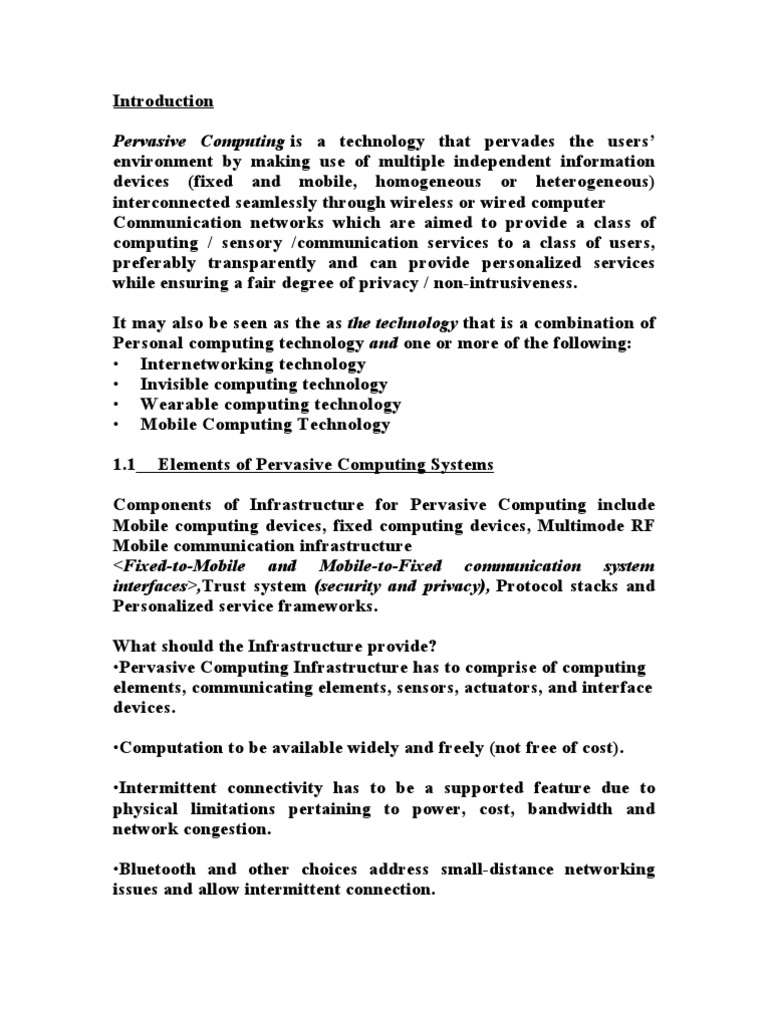 Pervasive Computing Infrastructure Overview | PDF | Computer Network ...