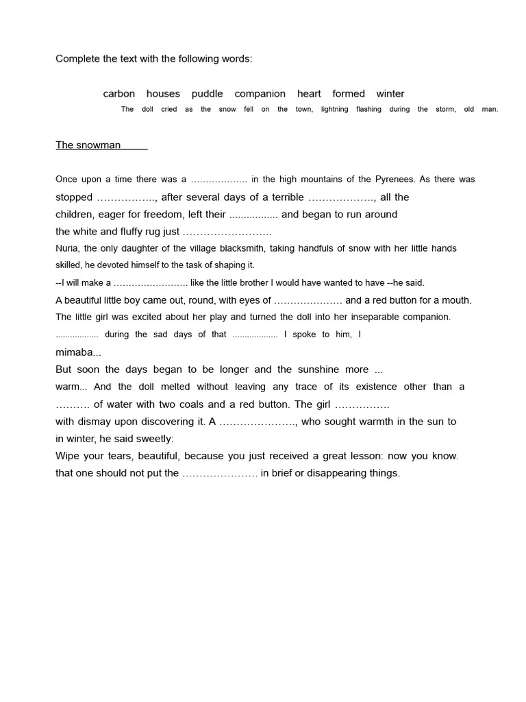 Complete The Text With The Following Words | PDF