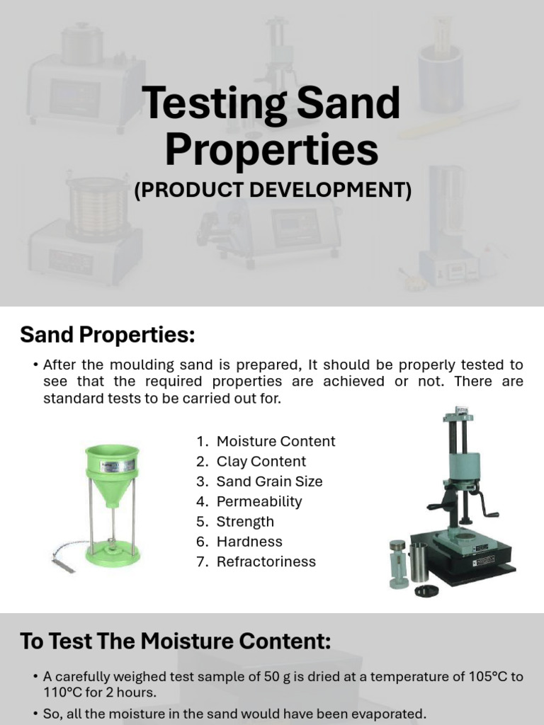 Moulding Sand Property Testing Guide | PDF | Hardness | Materials