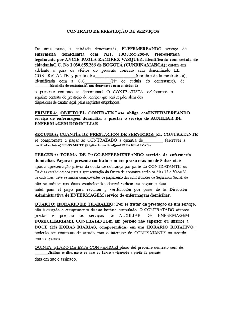 Contrato de Prestação de Serviços Auxiliar de Enfermagem Nelvis Moreno ...