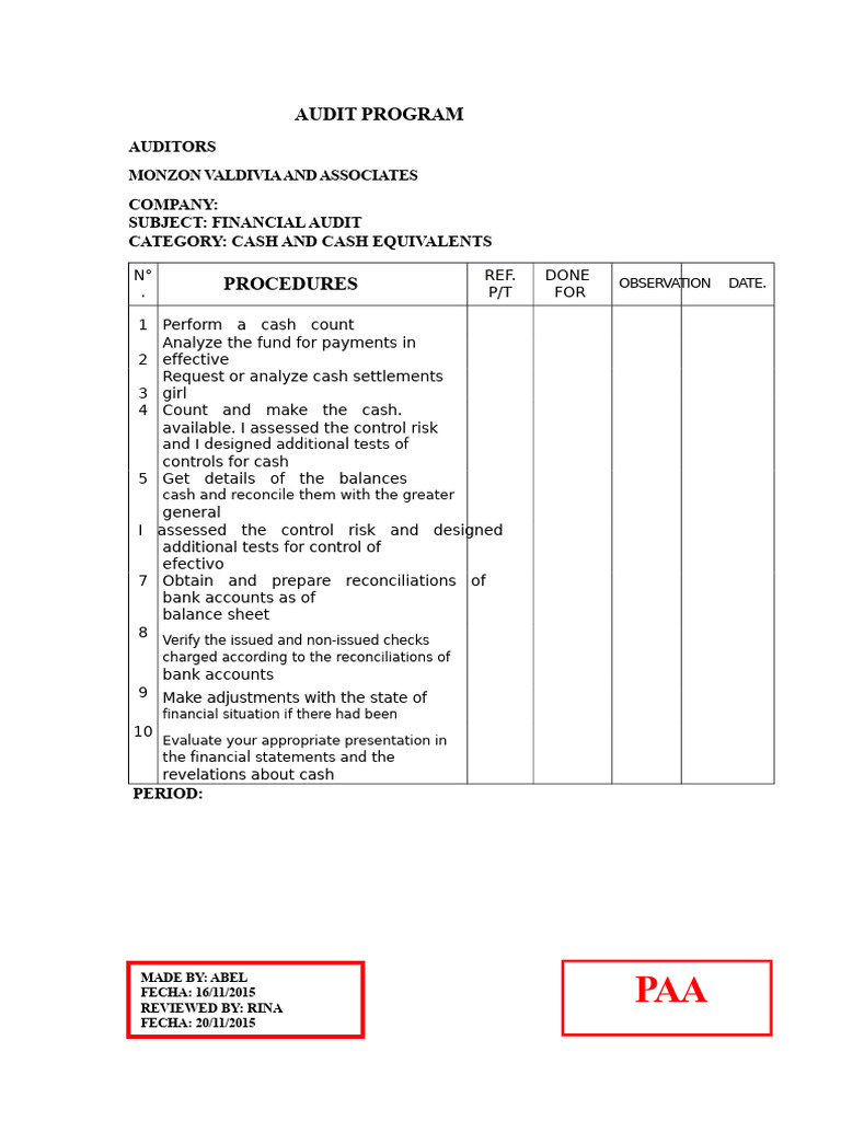 Cash and Banks Audit | PDF | Audit | Financial Audit