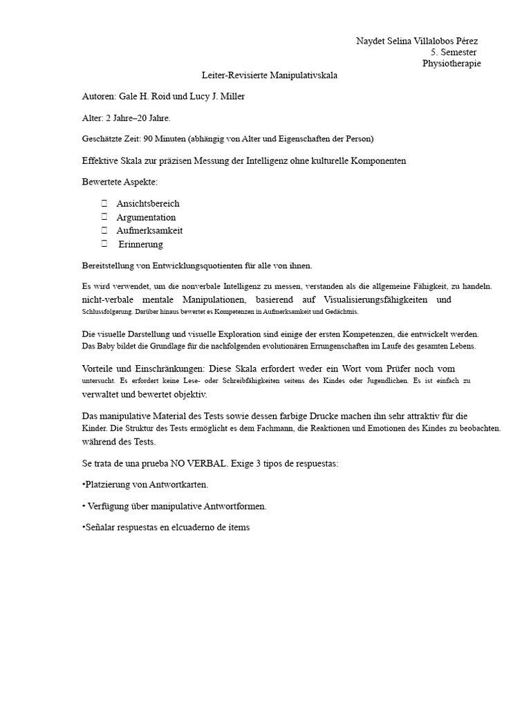 Internationale Manipulative Leiter-R Skala | PDF