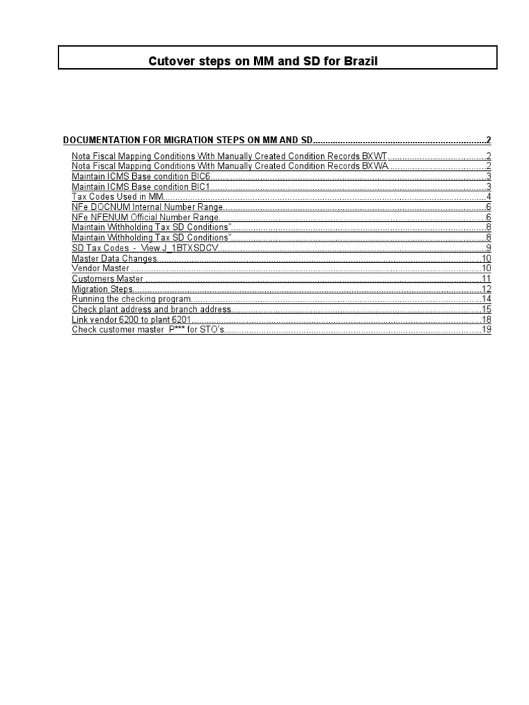 Brazil MM and SD Migration Steps | PDF | Payments | Government Finances