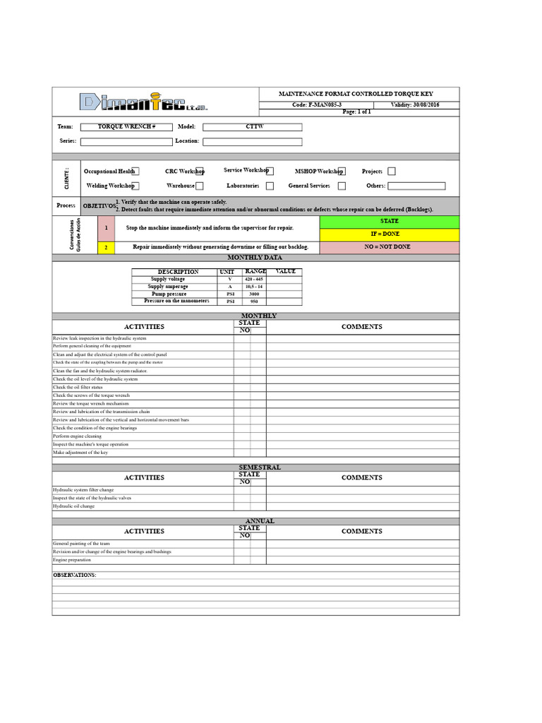 Controlled Torque Key Maintenance Guide | PDF | Mechanical Engineering ...